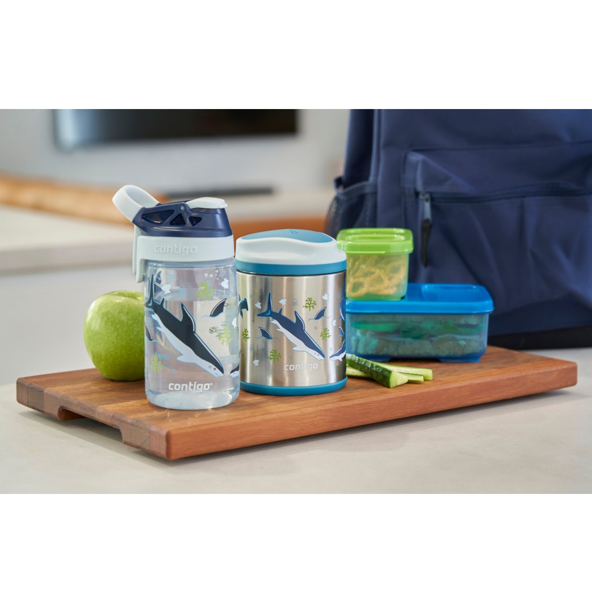 Contigo Gizmo Sip AUTOSEAL™ Kids Water Bottle, 420 ml (Blueberry Green Apple)